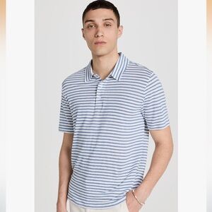 Vince Men's Blue Striped Polo Shirt